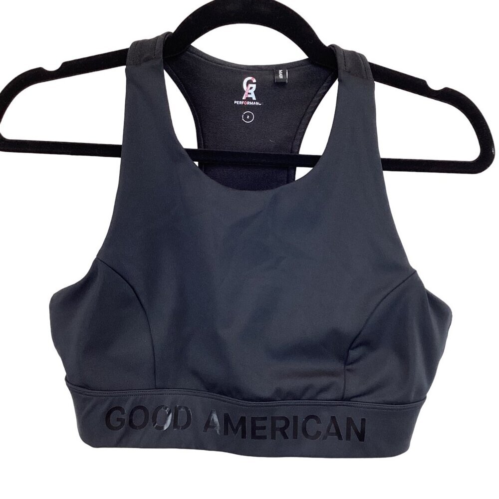 Good American Black Performance Sports Bra Size‎ 2 The Core Power